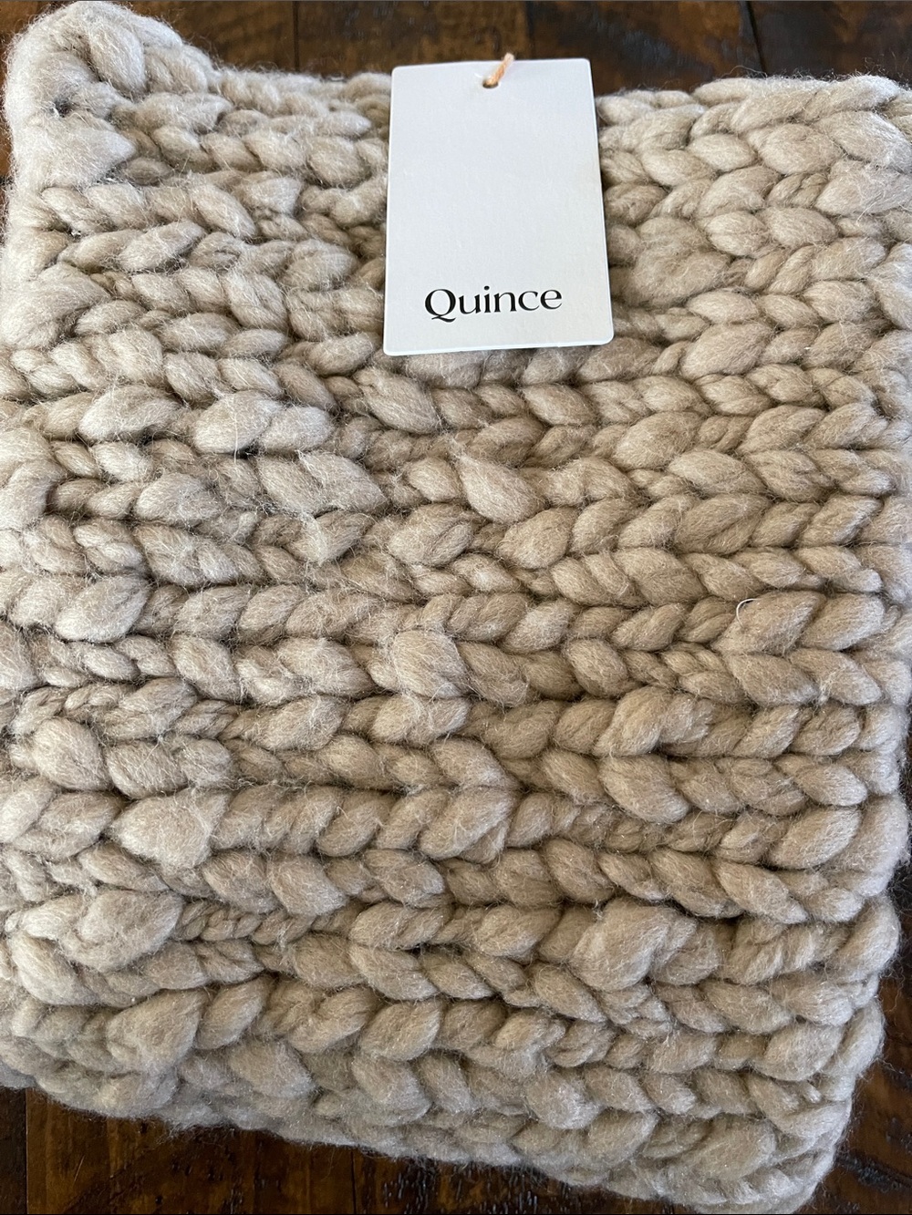 NWT Quince Chunky Hand Knit Wool Pillow Cover, 20 X 20 (Neutral) - Picture 4 of 5